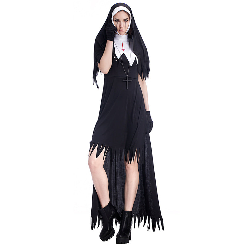 도매핏 할로윈 수녀복 뱀파이어 악마복 블랙 마녀 십자가 수녀 테마 파티복